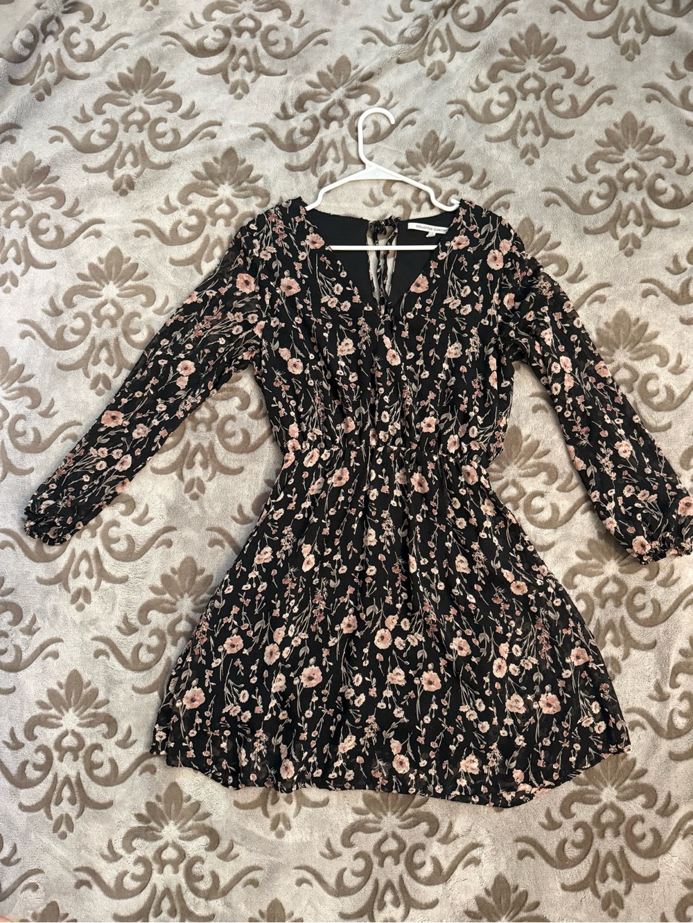 Collective Concepts Black Dress with Blush Pink Floral Print